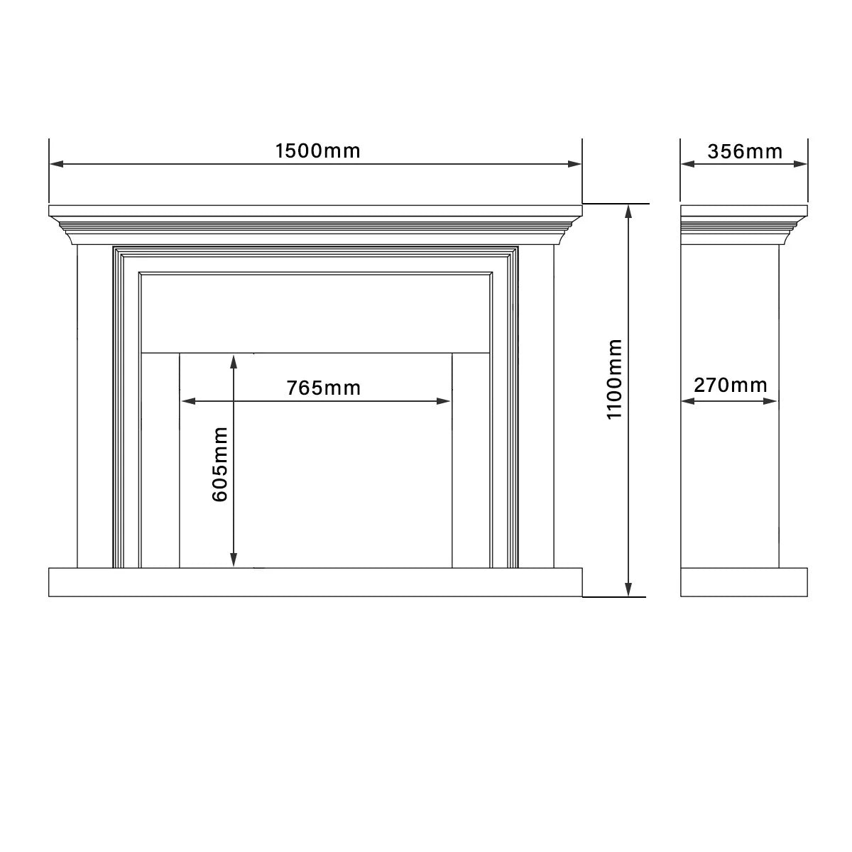 Quince Fireplace Black